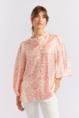 Alessandra Cashmere Shirts Magnolia Silk Shirt in Pink Animal