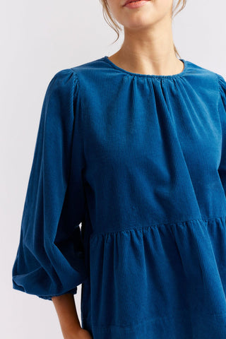 Alessandra Cashmere Shirts Meadow Corduroy Top in Blue Steel