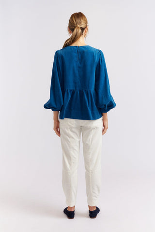 Alessandra Cashmere Shirts Meadow Corduroy Top in Blue Steel