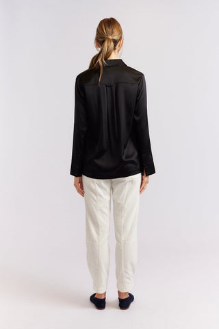 Alessandra Cashmere Shirts Primrose Silk Shirt in Black