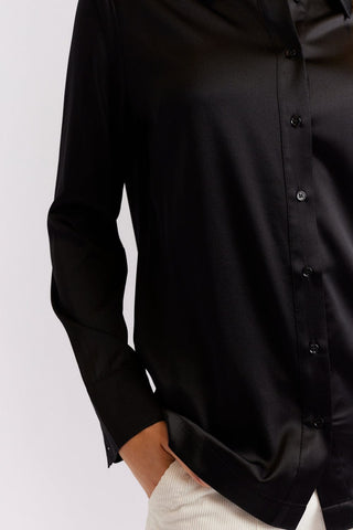 Alessandra Cashmere Shirts Primrose Silk Shirt in Black