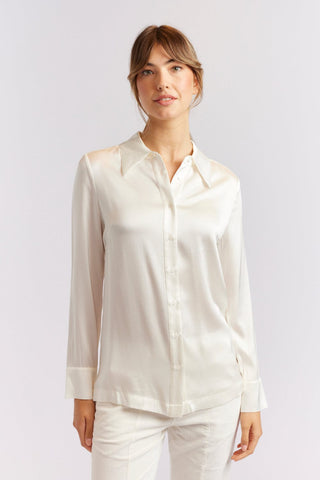 Alessandra Cashmere Shirts Primrose Silk Shirt in Ivory
