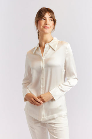 Alessandra Cashmere Shirts Primrose Silk Shirt in Ivory
