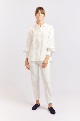 Alessandra Cashmere Shirts Soho Linen Shirt in Ivory
