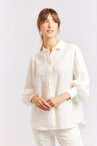 Alessandra Cashmere Shirts Soho Linen Shirt in Ivory