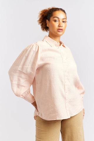 Alessandra Cashmere Shirts Soho Linen Shirt in Nude