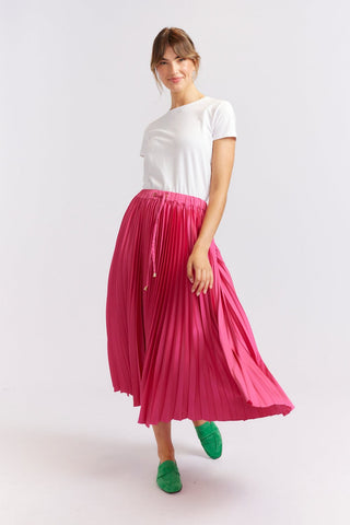 Alessandra Cashmere Skirt Cosmos Pleated Skirt in Berry