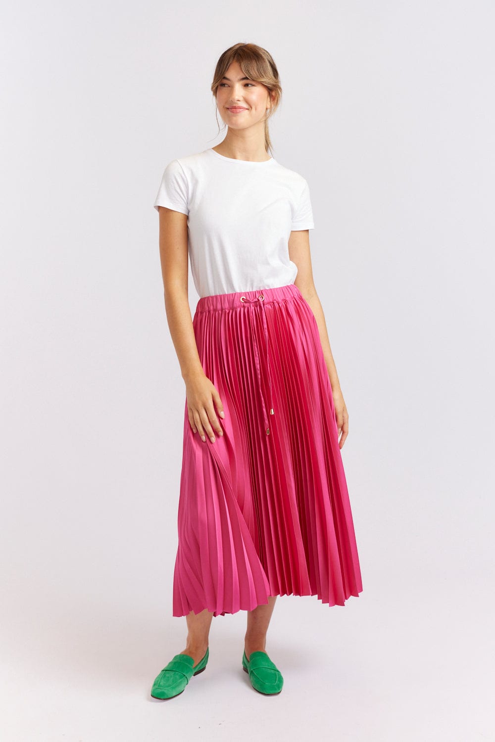 Alessandra Cosmos Pleated Skirt in Berry Pink