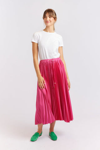 Alessandra Cashmere Skirt Cosmos Pleated Skirt in Berry
