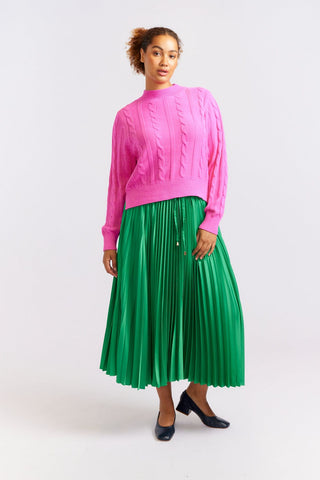 Alessandra Cashmere Skirt Cosmos Pleated Skirt in Emerald
