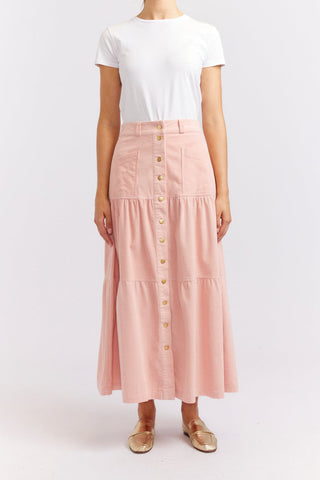 Alessandra Cashmere Skirt Lotus Corduroy Skirt in Dusty Pink