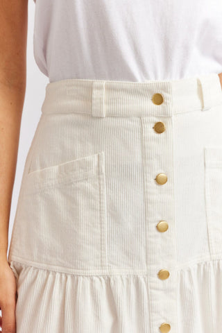 Alessandra Cashmere Skirt Lotus Corduroy Skirt in Ivory