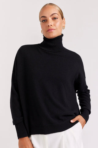 Alessandra Cashmere Sweater A Polo Bay Cashmere Sweater in Black