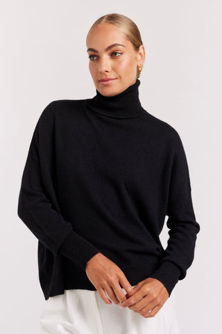 Alessandra Cashmere Sweater A Polo Bay Cashmere Sweater in Black