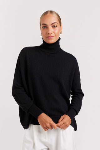Alessandra Cashmere Sweater A Polo Bay Cashmere Sweater in Black