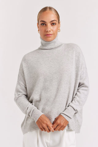 Alessandra Cashmere Sweater A Polo Bay Cashmere Sweater in Fly Ash