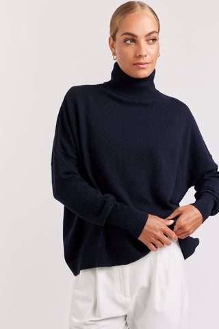 Alessandra Cashmere Sweater A Polo Bay Cashmere Sweater in Navy