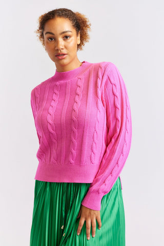 Alessandra Cashmere Sweater Amber Cotton Sweater in Hot Pink
