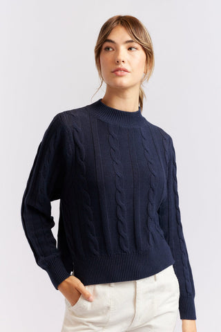 Alessandra Cashmere Sweater Amber Cotton Sweater in Navy