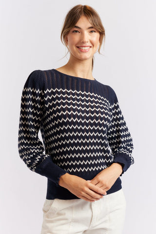 Alessandra Cashmere Sweater Chevy Cotton Sweater in Navy