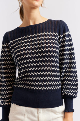 Alessandra Cashmere Sweater Chevy Cotton Sweater in Navy