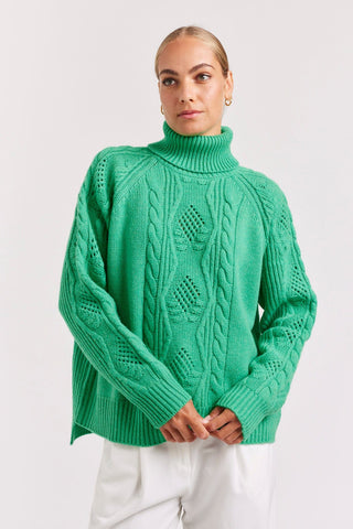 Alessandra Cashmere Sweater Dealia Polo in Pine