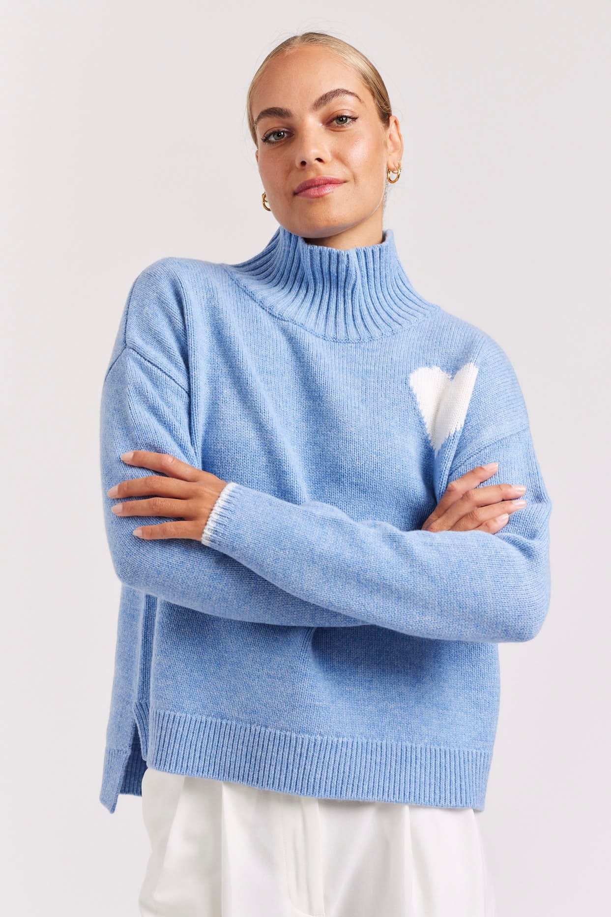 Blue Wool Cashmere Intarsia Sweater