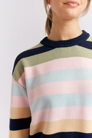 Alessandra Cashmere Sweater Stripe Tootsie Cotton Sweater in Navy