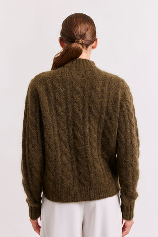 Alessandra Cashmere Sweater Teddy Mohair Sweater in Olive