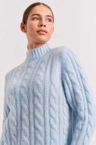 Alessandra Cashmere Sweater Teddy Mohair Sweater in Sky