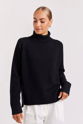 Alessandra Cashmere Sweater Toastie Polo in Black