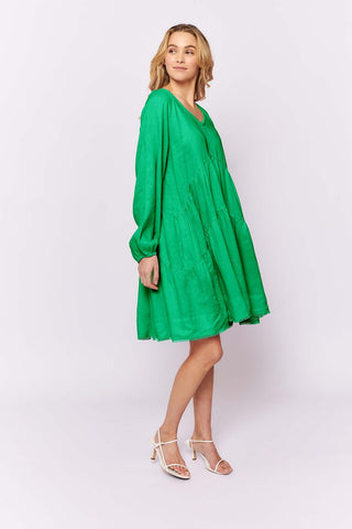 Alessandra Dresses Baroque Dress in Emerald Linen