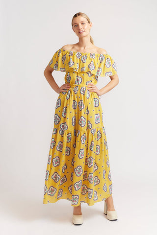 Alessandra Dresses Chacha Dress in Mustard Mozaic