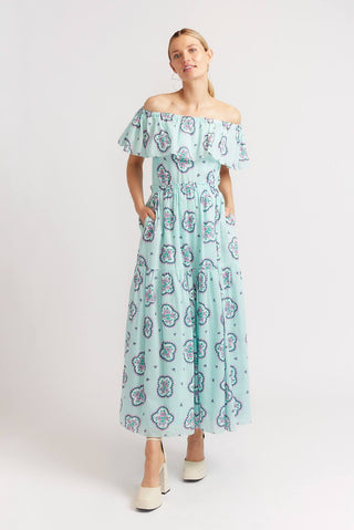 Alessandra Dresses Chacha Dress in Pale Blue Mosaic
