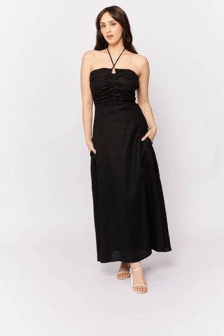 Alessandra Dresses Como Dress in Black Linen