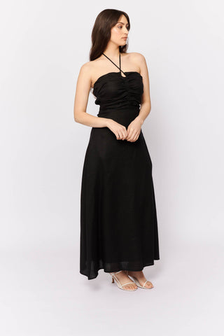 Alessandra Dresses Como Dress in Black Linen