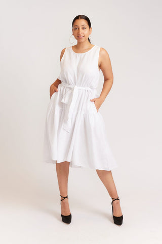 Alessandra Dresses Frolic Linen Dress in White