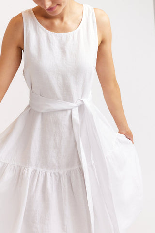 Alessandra Dresses Frolic Linen Dress in White