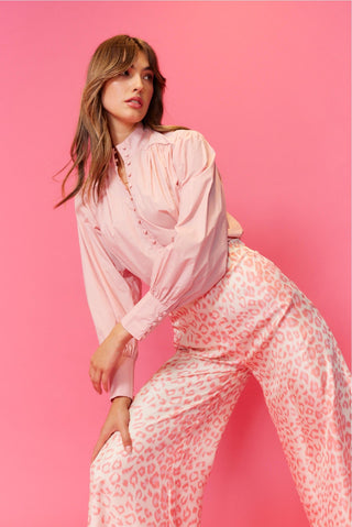 Alessandra Pants Flattering Silk Pant in Pink Animal