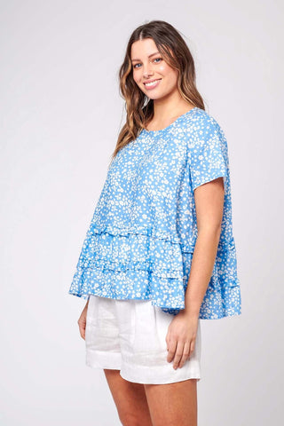 Alessandra Shirts Toffee Top in Bluebell Ditsy