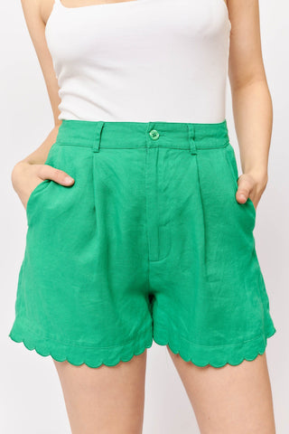 Alessandra Shorts Mod Short in Emerald Linen