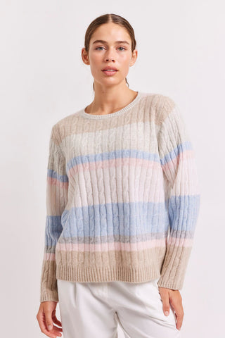 Alessandra Sweater Aspen Stripe Cashmere Sweater in Muesli