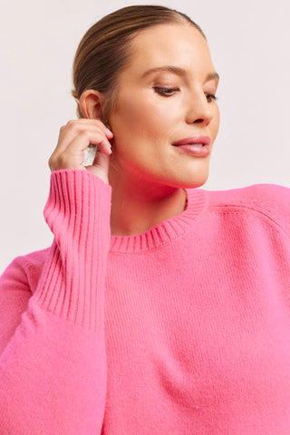 Alessandra Sweater Fifi Crew Cashmere Sweater in Electric Pink