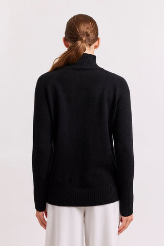Alessandra Sweater Fifi Polo Cashmere Sweater in Black
