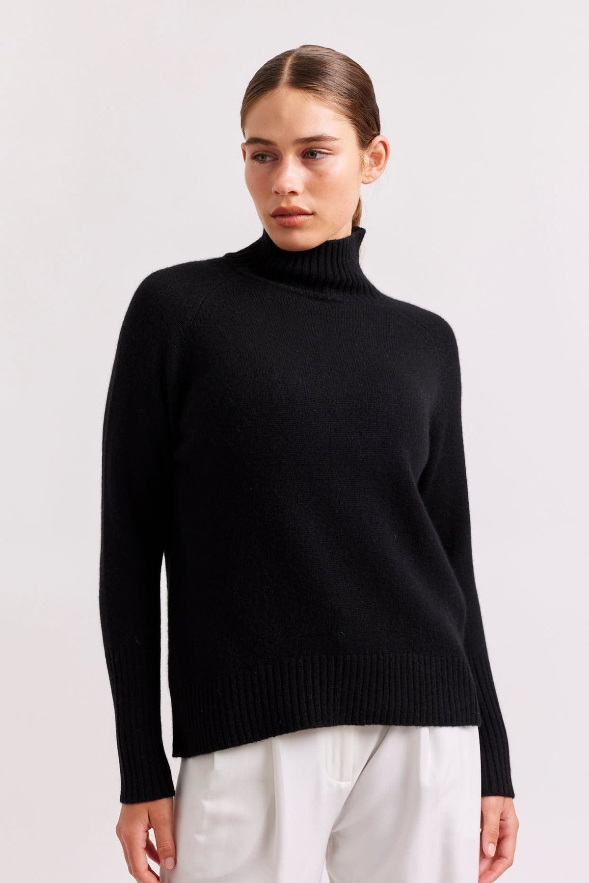 Alessandra Fifi Polo Cashmere Sweater in Black