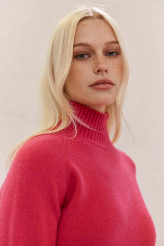 Alessandra Sweater Fifi Polo Cashmere Sweater in Crimson