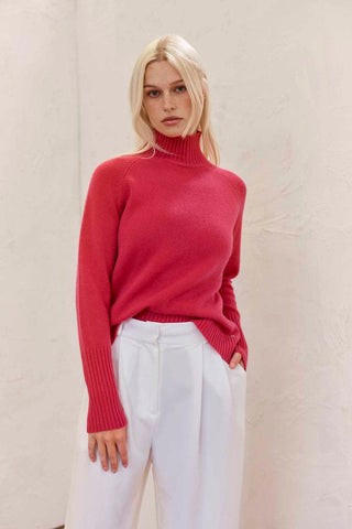 Alessandra Sweater Fifi Polo Cashmere Sweater in Crimson