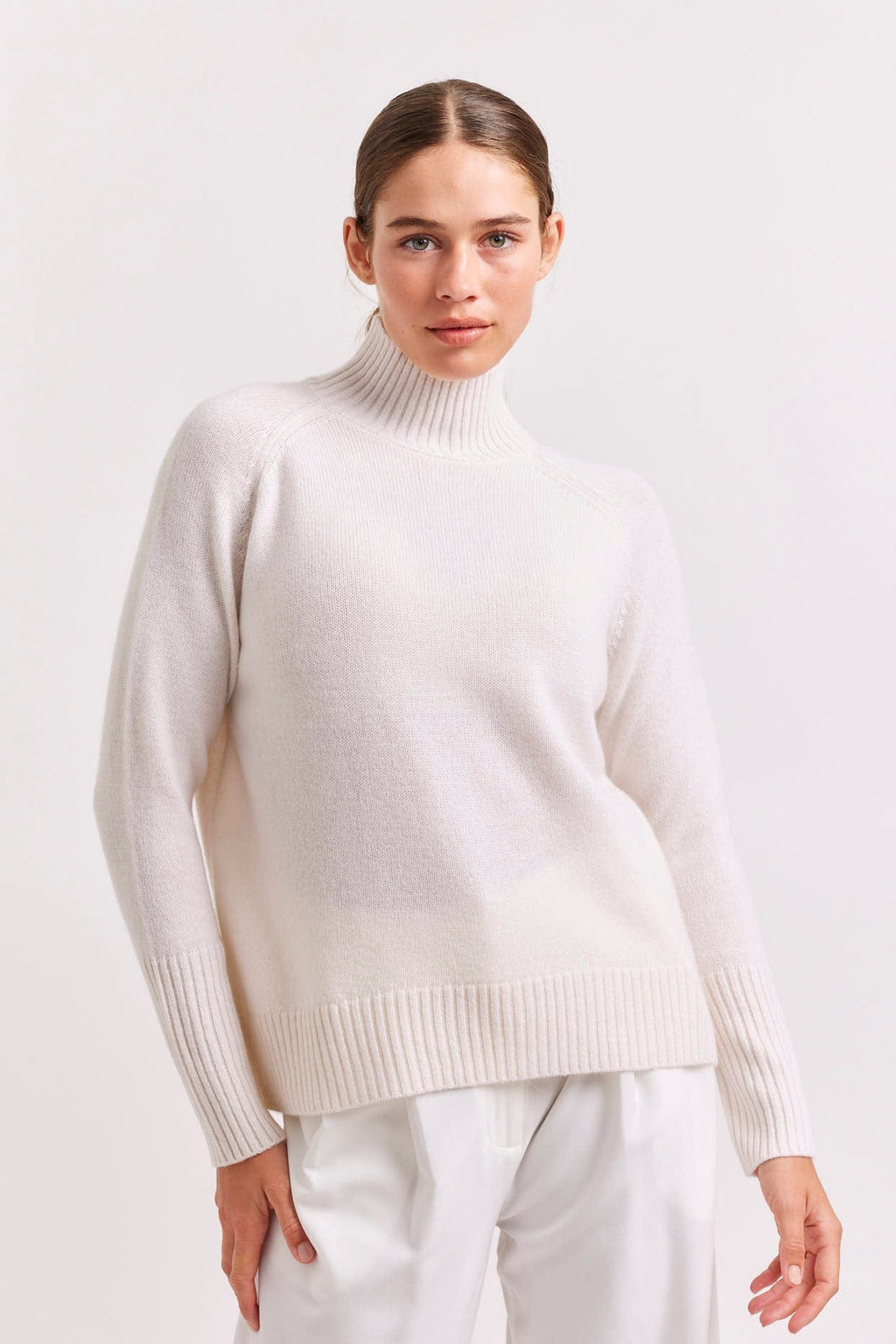 Alessandra Fifi Polo Cashmere Sweater in White