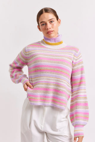 Alessandra Sweater Pepper Stripe Cashmere Sweater in Golden Rod